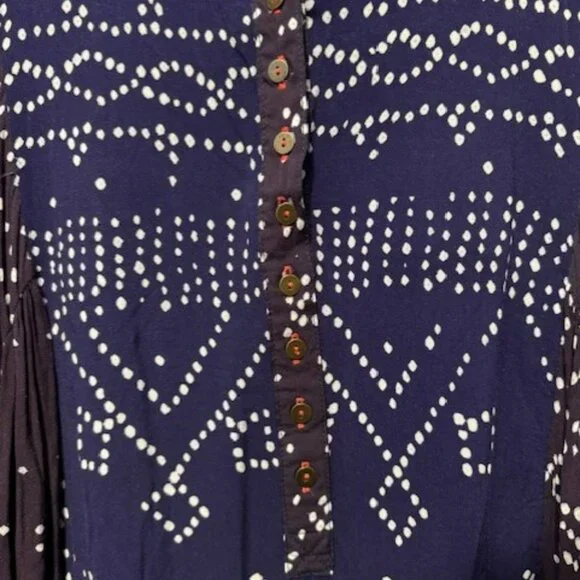 Free People Shibori Swing / Baby Doll Mini Dress with Balloon (Puff) Sleeves - Picture 11 of 16